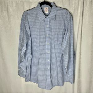 Brooks Brothers Blue Plaid Button Up Shirt Size 16 1/2 - 34